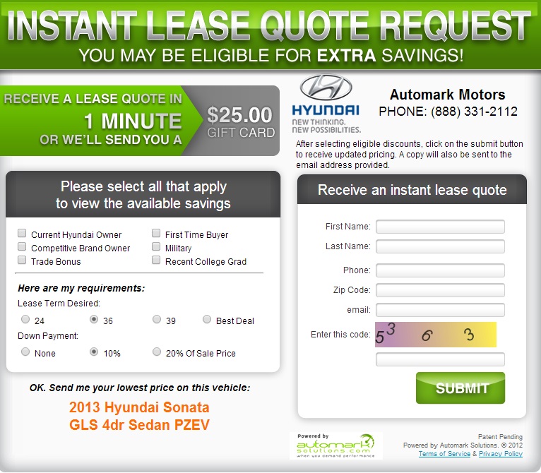 Instant Lease Quote Request