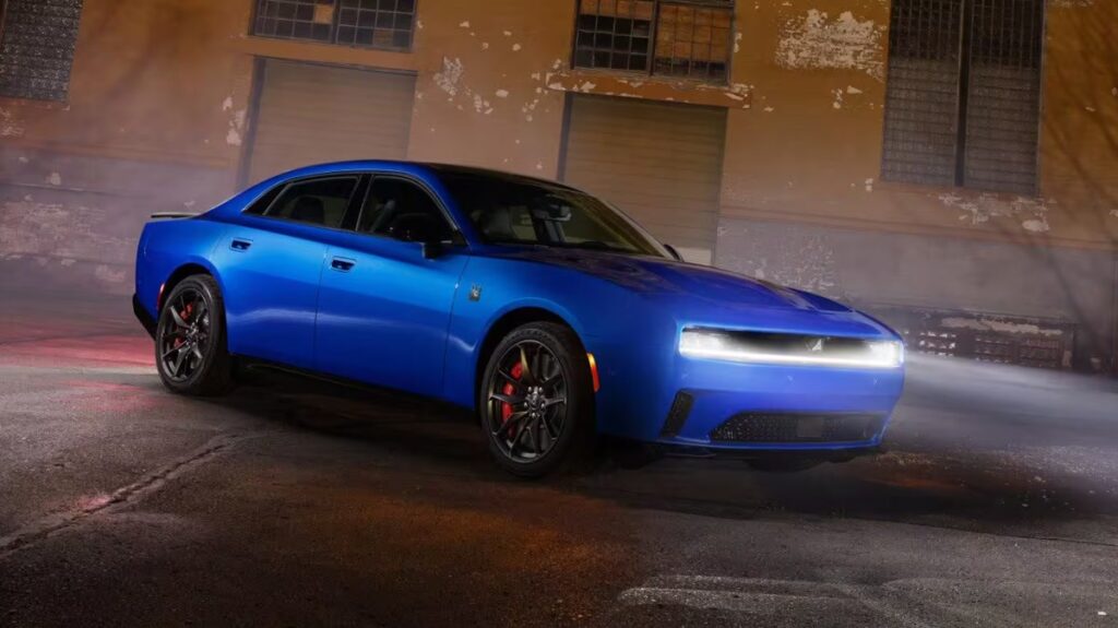 Dodge Charger Sixpack in a front three-quarter performance driving view